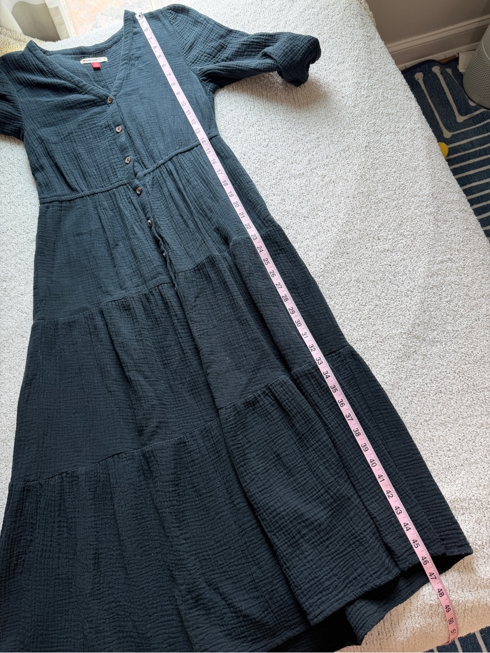 Marine Layer Willow Dress Double Cloth Midi Black Small - Picture 8 of 10
